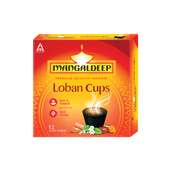 Mangaldeep Loban Cups - Purify Your Home with Natural Aroma (12 Cups)