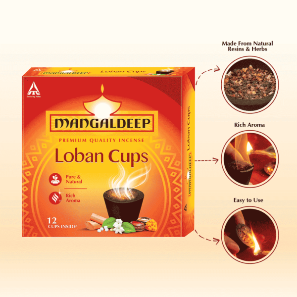 Mangaldeep Loban Cups - Purify Your Home with Natural Aroma (12 Cups) - Image 3