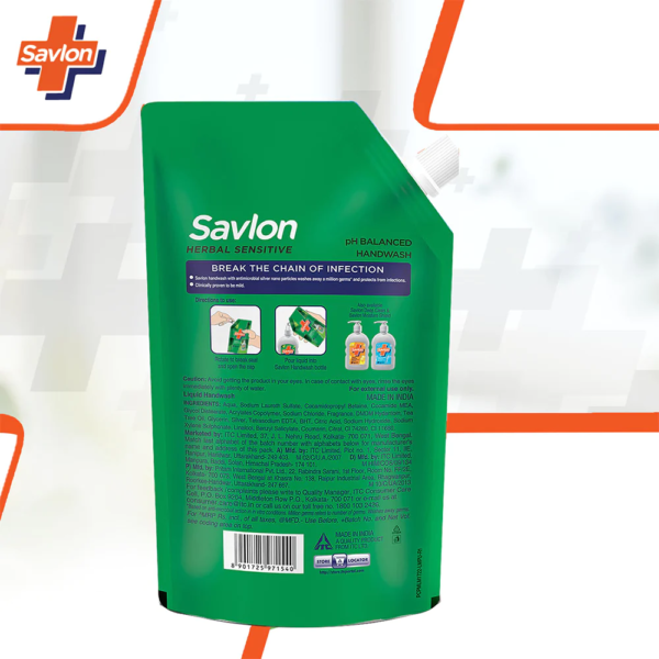 Savlon Herbal Sensitive pH balanced Liquid Handwash Refill Pouch, 675ml - Image 2